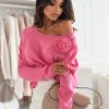 Women’S Elegant Sweater – Long Sleeve Pullover Sweater with Large Round Neck, Chic Office to Party Outfit, Everyday Casual & Formal Events – HW915, Cute Sweater, Versatile Clothing, Floral Embellishment, Quality Stitching, Stylish Top, Fashion Lovers, Trendy Top, Durable Material, Fashionconscious Women