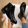 Women’s Chunky platform ankle boots – Slip-resistant TPR Sole, Zipper Closure, Cushioned Insole – Black boots for Everyday & Formal Outfits – PU Cover Shoes