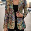 Women’s Floral Print Blazer Jacket – Elegant Loose Fit Mid-Length Long Sleeve Single-Button Closure, Machine Washable Springu002FFall Casual to Professional Outfits, Autumn Layering Piece, Notched Lapel Design, Fiberbased Elasticity, Office Wear, Nonstretch Fabric, Stylish Outerwear, Office Professionals