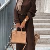 Elegant Casual Dress Women’s Elegant Casual Dress with Belt – Long Sleeve, Side Slit, Solid Color, Loose Fit, Round Neck, Perfect for Fall & Winter, Casual Attire|Elegant Casualwear| Construction, Cute Dresses, Winter Dresse For Women, Winter Coat Women, Winter Coat, Women Coat, Winter Dress For Women, Autumn Dress For Women, Dress For Women, Winter Clothes For Women