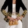 Geometric Pattern Jacket Elegant Geometric Print Blazer | Women’s Long Sleeve Button-Up Jacket, Lapel Collar, Regular Fit, Fallu002FWinter, Outdoor Travel & Casual Outings, Stylish Outerwear, Structured Design