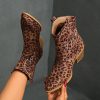 Women’s Western Cowboy Boots with Leopard Print – Round Toe Pull-On Ankle Boots with Heart Buckle & Chunky Heel, Brownu002FBlacku002FBeige All-Season Comfort, Durable Fabric Upper & Rubber Sole for Country Parties, Western Events, Casual Attire – Retro Western Style with Leopard Print, Hand Wash or Dry Clean, Mid-Heel, Soft Fabric Lining & Insole, Versatile for Casual & Formal Outfits, Wide Width Boots for Women, Flat Chunky Lace Up Boots, Lightweight Boots for Women Plus Size,