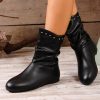 Women’s Casual Sneakers Black Rivet Women’s Ankle Boots | 168-3 Lace-up Round Toe Casual Sneakers, Synthetic Upper with Fabric Lining, All-Season Wear, Fashion Street Style, Ideal Gift, Suitable for 11 Holidays