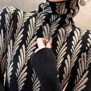 Women's Winter Warm Turtleneck Sweater - Slim-Fit Long Sleeve Chunky Sweater Jacket Mock Neck, Soft Layering Piece for Fall & Winter, Casual & Formal Outfits (No Belt) - Whiteu002FBlacku002FNavyu002FGray