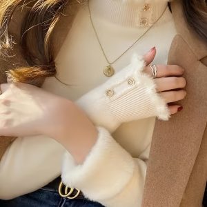 French Chic Sweater French Chic Women's Sweater - Half-High Neck, Long Sleeve, Button Front, Soft Warm Fabric for Winter