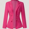 Women’S Vibrant Pink Double-Breasted Blazer – Stylish Long Sleeve, Button-Up Jacket for Fallu002FWinter, Versatile Office & Casual Wear, Regular Fit, Double-Breasted Design, Office Wear Jacket | Vibrant Blazer | Blazer