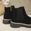 Black Single Zipper Ankle Boots for Women, Suitable for 11 Festivals, Lace-Up Round Toe Casual Sneakers with Faux Cover Fabric and Insole, Perfect for All Seasons, Stylish Street Style, Ideal Gift, Boot, Ankle Boot, Sneaker, Lace Ankle Boot, Boot For Women Ankle Sneaker, Warm Marine Boot For Women For Winter